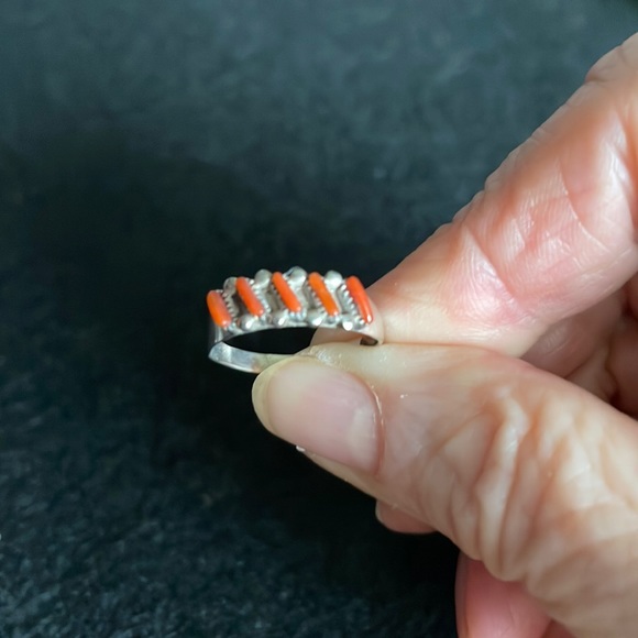 Coral & Sterling Ring - Picture 1 of 2